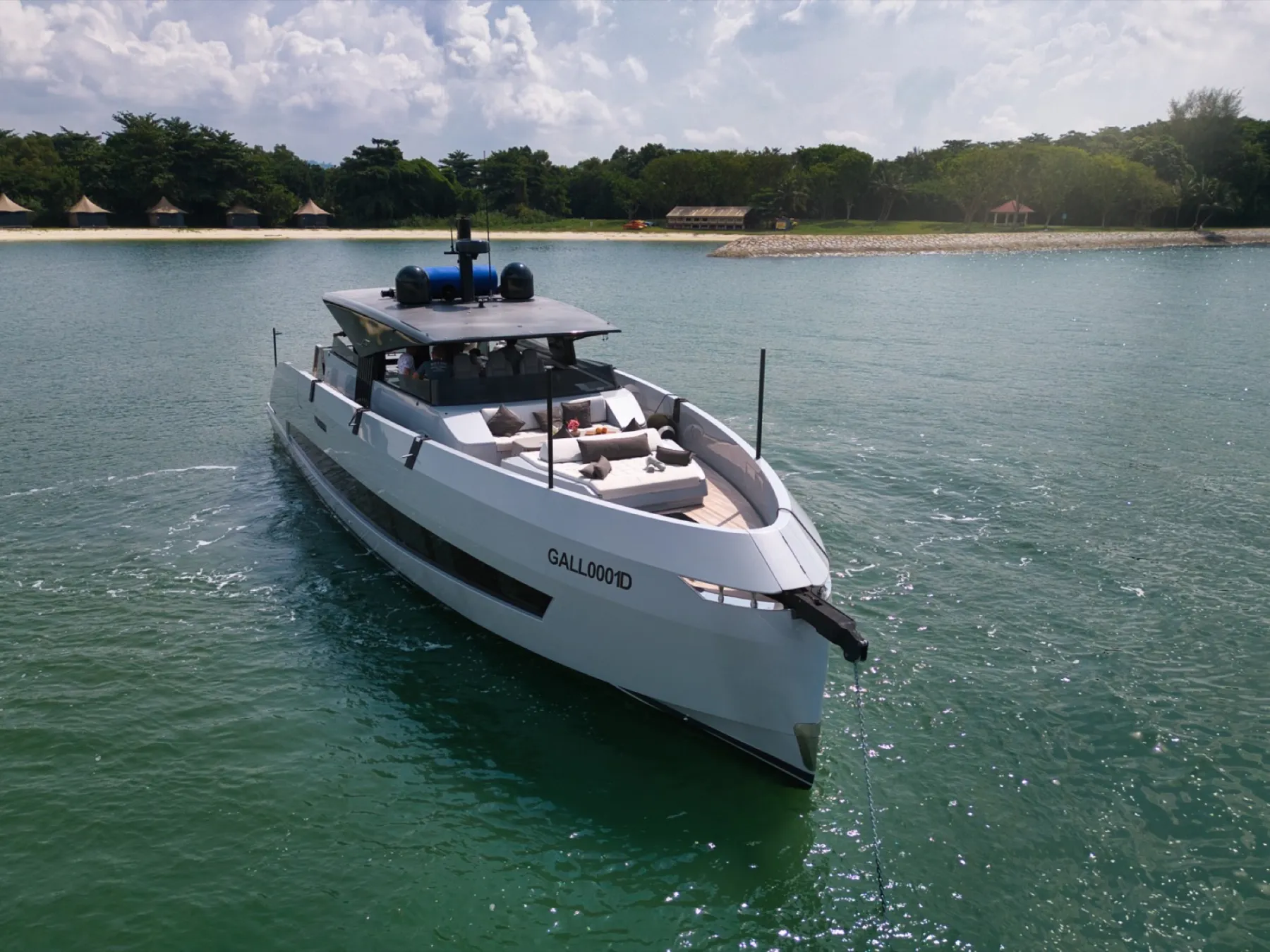 Aerial view of Singapore southern islands from yacht