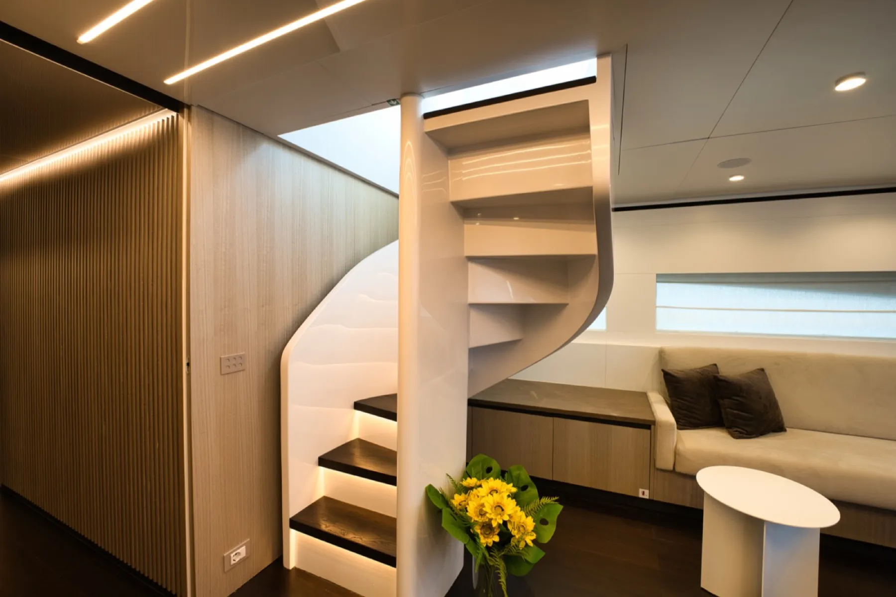 Lower deck lounge and staircase