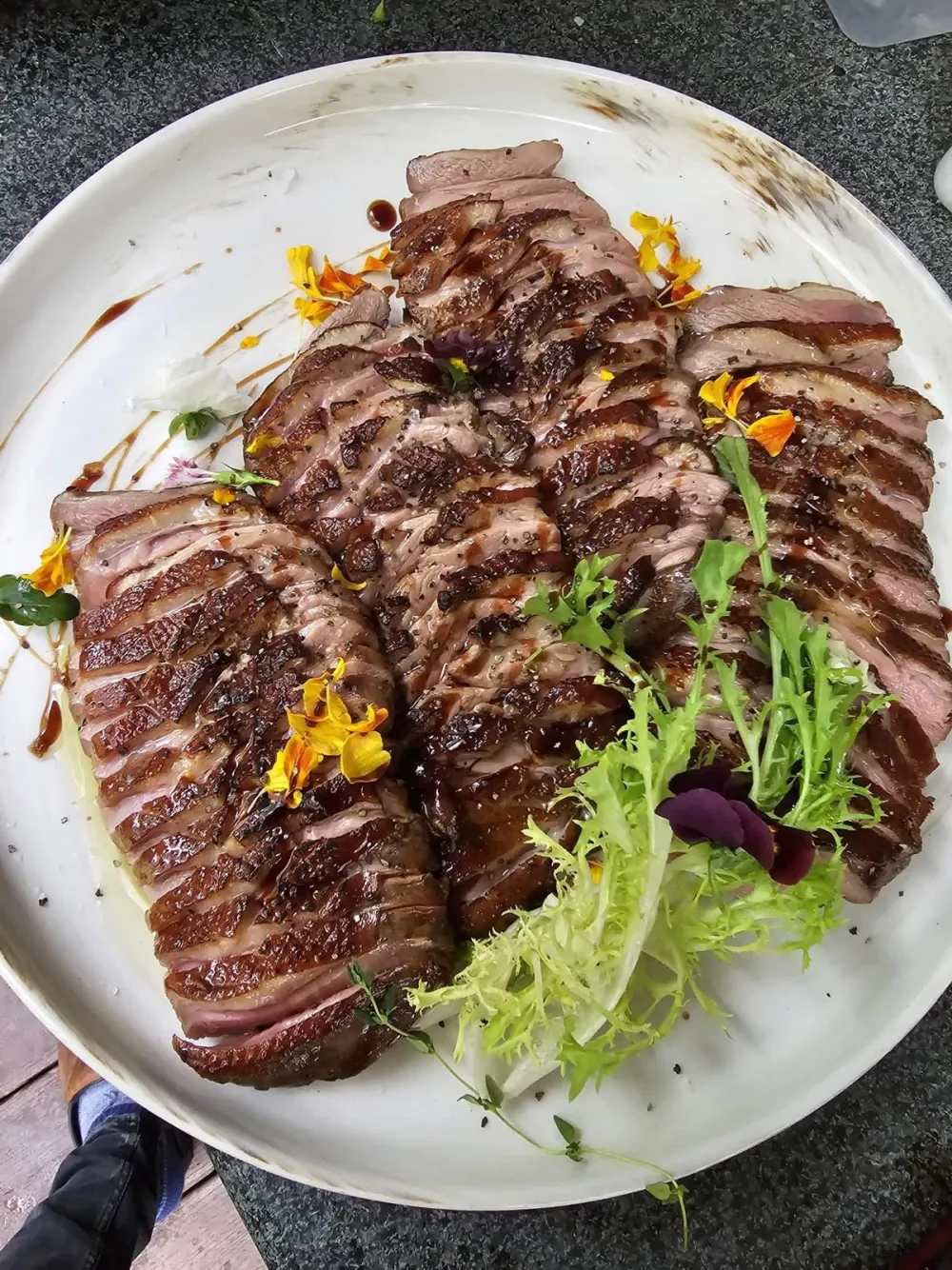 Hickory-smoked duck