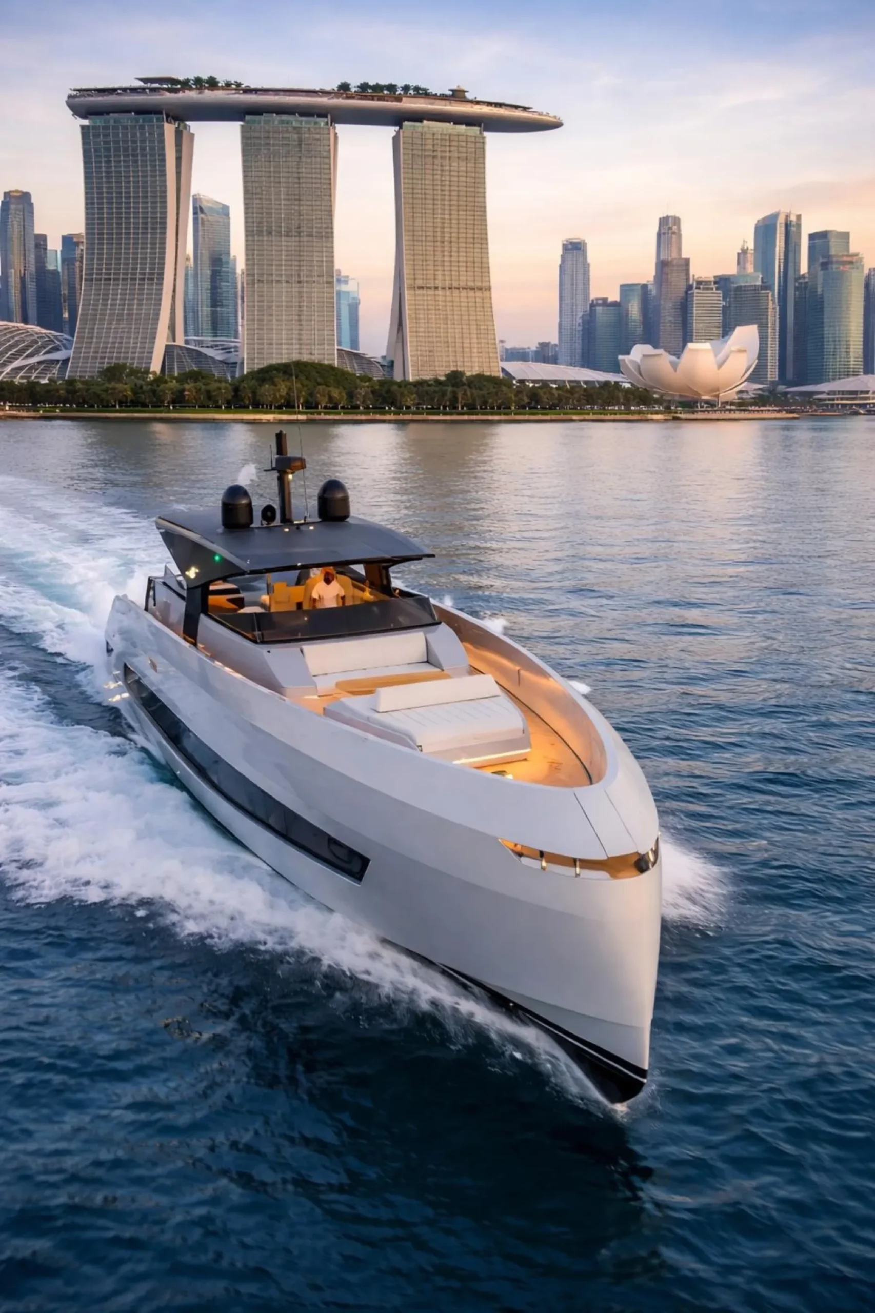 Seawind S07 Spider cruising past Marina Bay Sands, Singapore