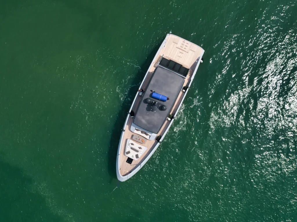 Seawind yacht seen from above in Singapore waters