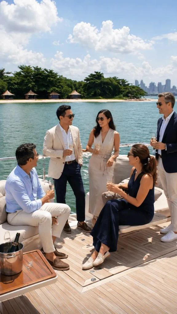 Corporate guests on Seawind deck